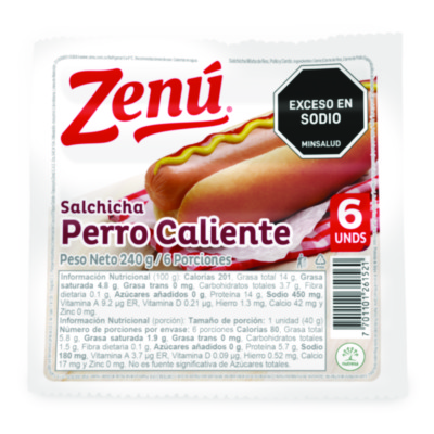 Salchicha Zenú 240 grs perro caliente