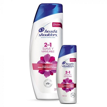 Shampoo H&S 375 ml 2-1 suave manejable 1x180 ml