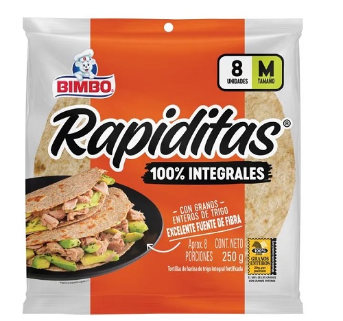 Tortillas Bimbo 250 grs 8 und integrales