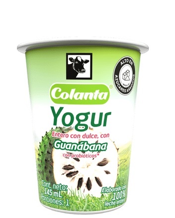 Yogurt Colanta 145 ml guanábana con probióticos vaso