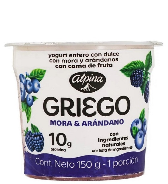 Yogurt griego Alpina 150 grs mora y arandanos